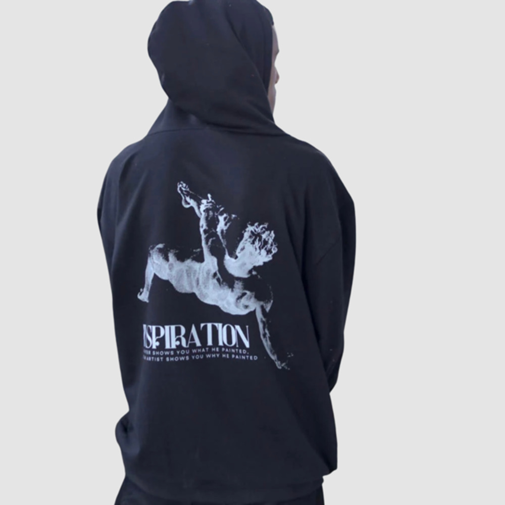 Never Old Inspiration Graphic Hoodie Sweatshirt Black, NWT-Small